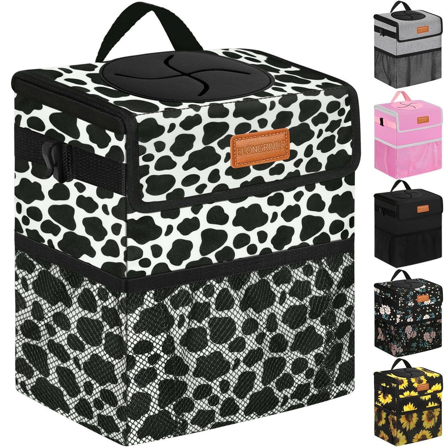 Car Trash Can Bin for Back Seat Leak Proof, Cute Trash Bag Hanging, for SUV Truck Van, Automotive Vehicle Garbage Cans Front Seat Grey