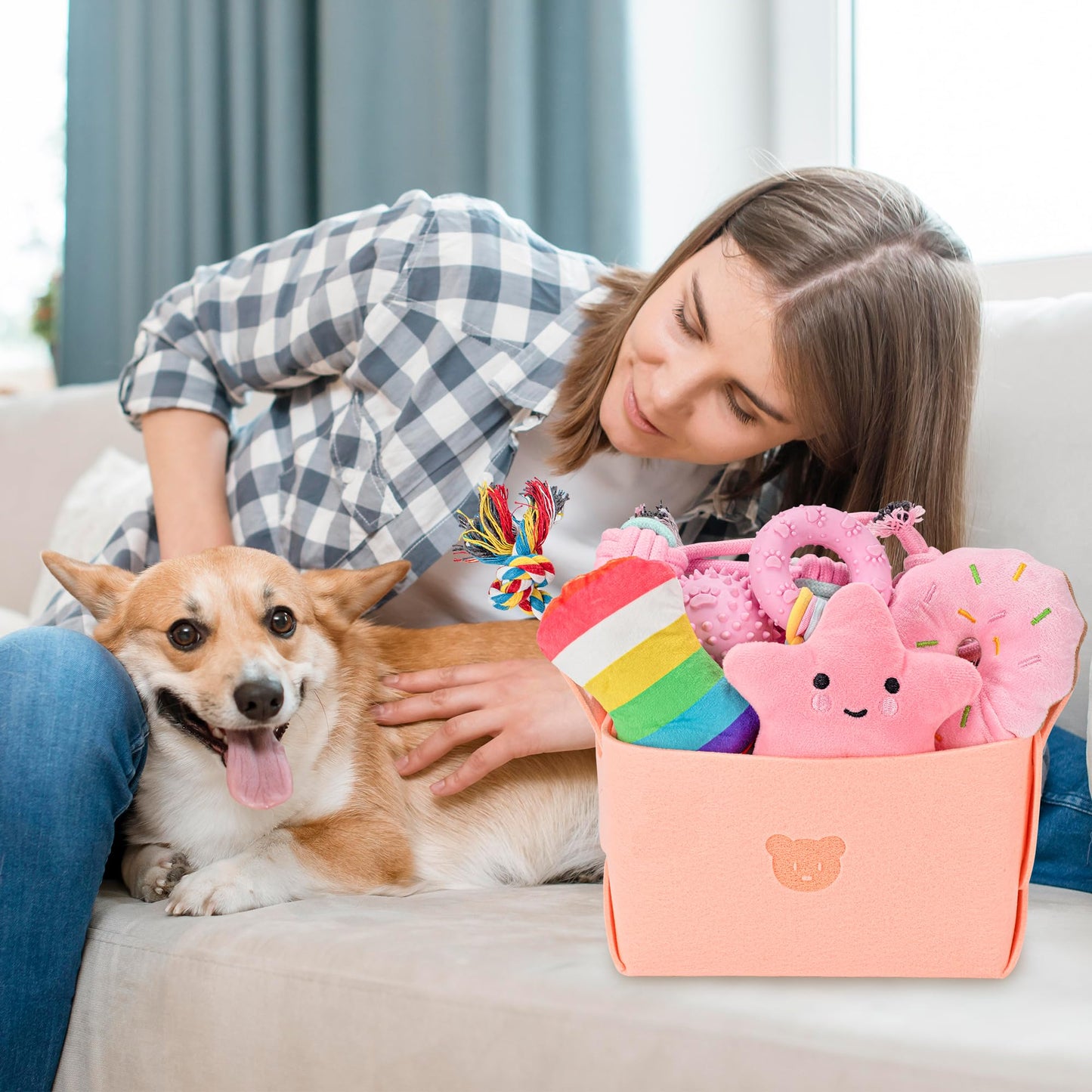 Ousiya 12 Pack Puppy Toys for Teething, Small & Medium Dogs – Chew Toys, Rope Toys & Interactive Dog Toys Set with Storage Box for Training, Play & Boredom Relief