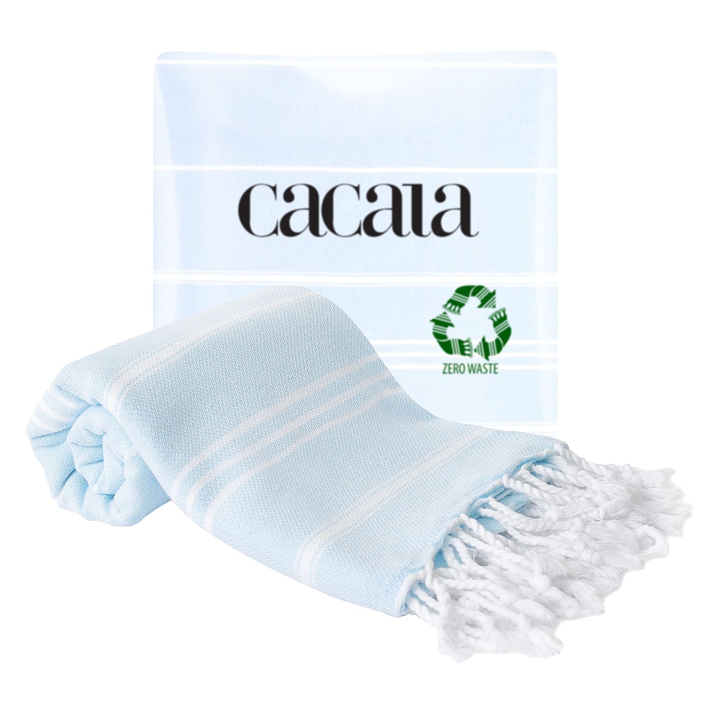 Cacala 100% Turkish Cotton Kitchen Tea Towels, Highly Absorbent Luxury Soft Quick Drying Dish Towel with Hanging Loop for Gym, Yoga, Bath, Sports, Cleaning and Kitchen (23 x 36), Baby Blue