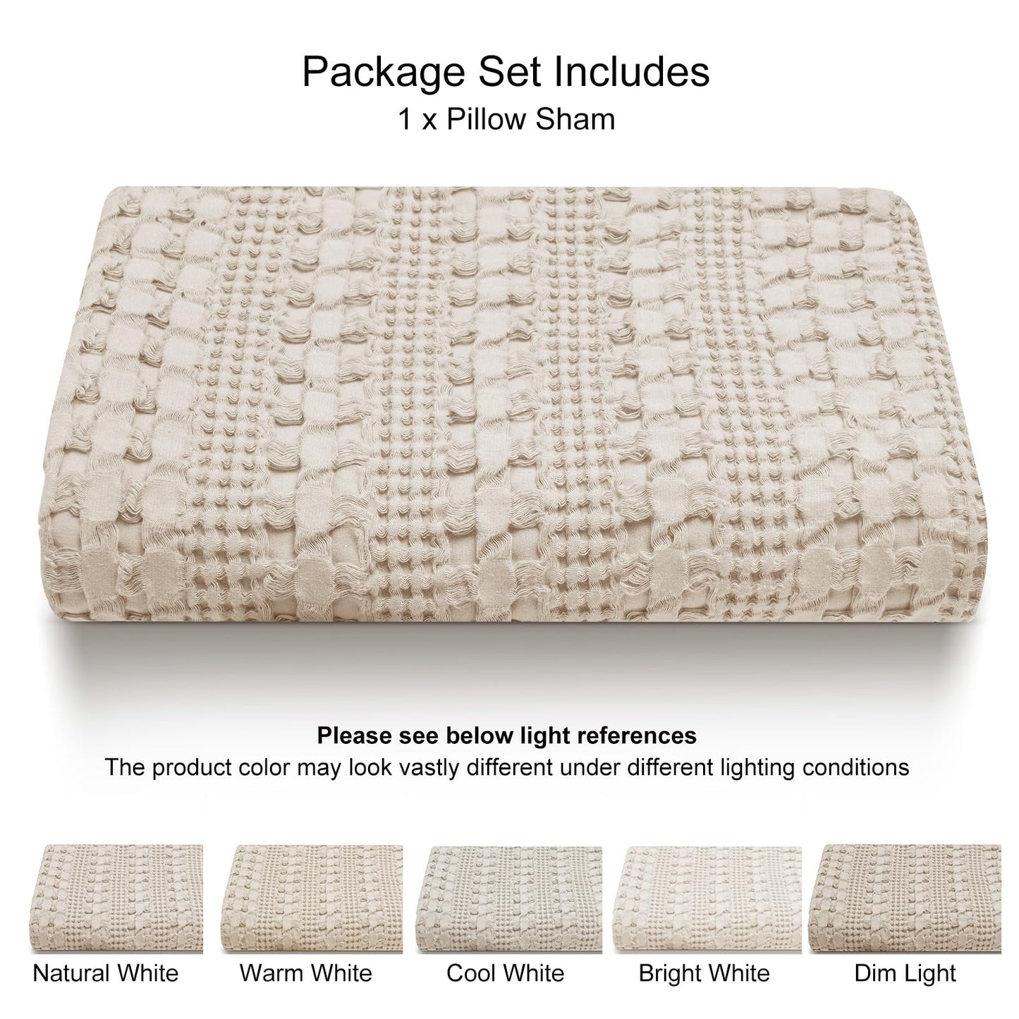 PHF 100% Cotton Waffle Body Pillowcase with Zipper, 1 Pack 20" x 54" Soft Skin-Friendly Pillow Sham, No Filling, Aesthetic Woven and Breathable Waffle Weave Body Pillow Cover for Bed, Oatmeal