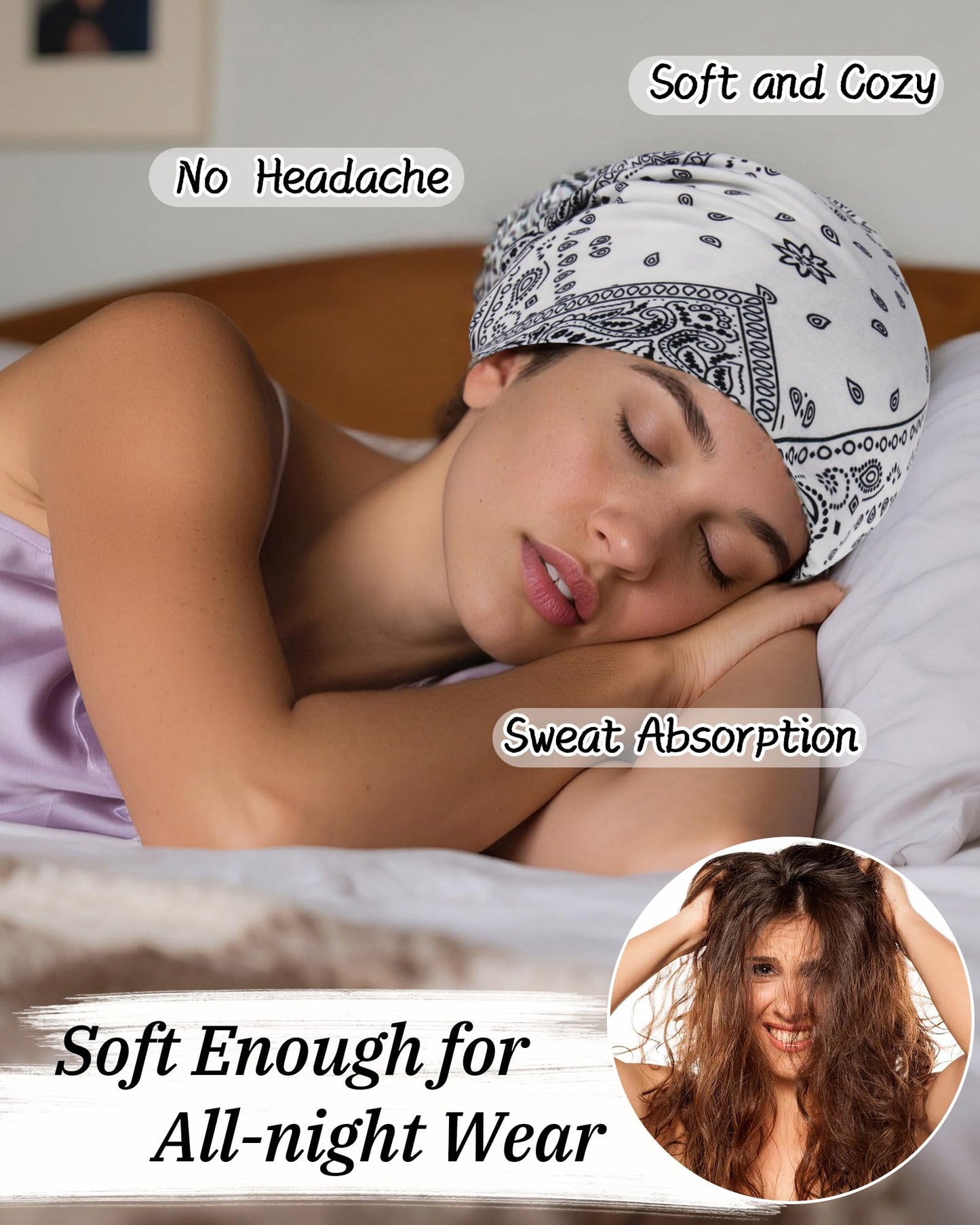 Women's Summer Beanie for Men Hat Boho Hats Adult Dwarf Hats Chemo Cap Cancer Headwear Caps Baggy Skull Sleep Cap Nightcap