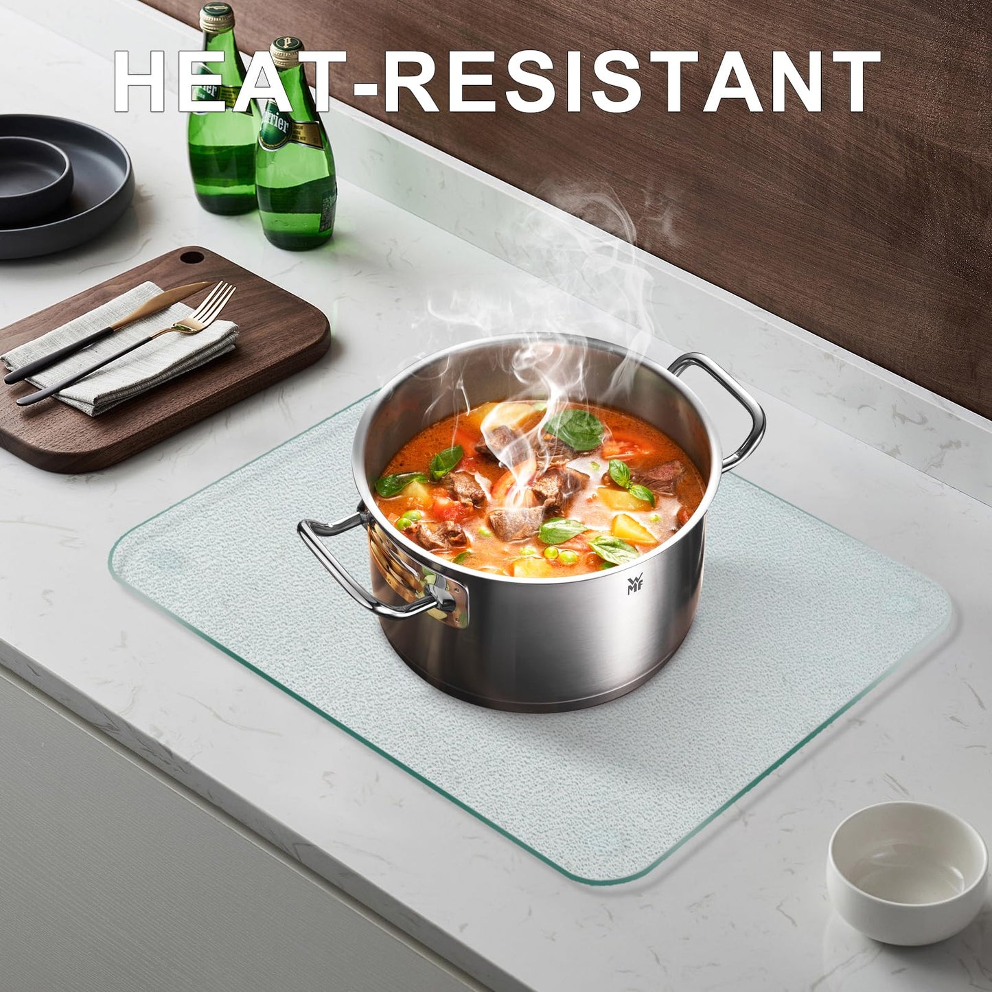 KimiDitt Tempered Glass Cutting Board, 8x12" Glass Cutting Board for Kitchen Counter,Small Size Frosted,with Non-Slip Feet, Scratch Resistant,Heat Resistant