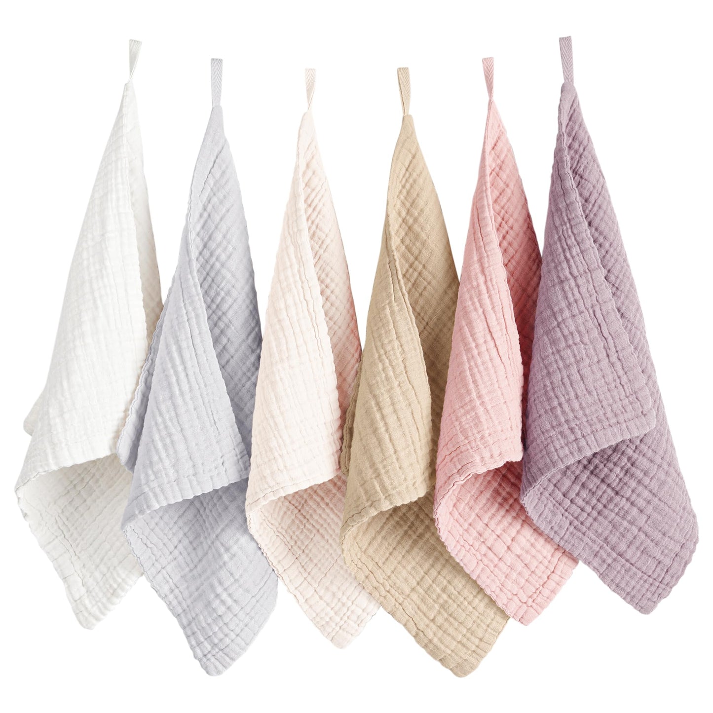 Konssy 6 Pack Face Cloths, Soft Wash Cloth for Washing Face, Cotton Face Towels for Sensitive Skin Women Facial Makeup Remover Reusable Absorbent Washcloths （11 x 11 Inch）