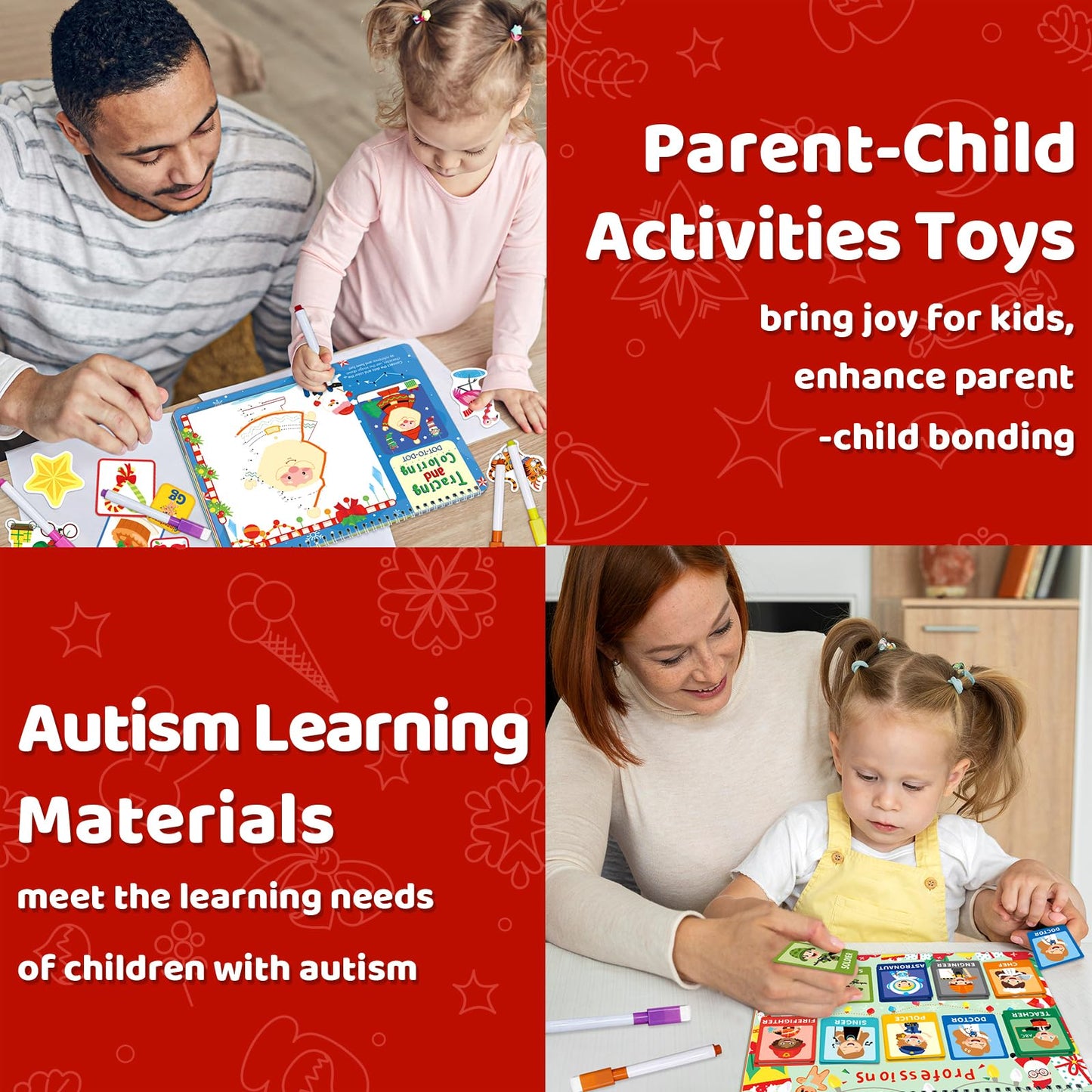 HomSeon Christmas Busy Book for Toddlers 3-5 Montessori Toys Preschool Learning Activities, for Toddlers Book Autism Sensory Educational for Kids Ages 2-4