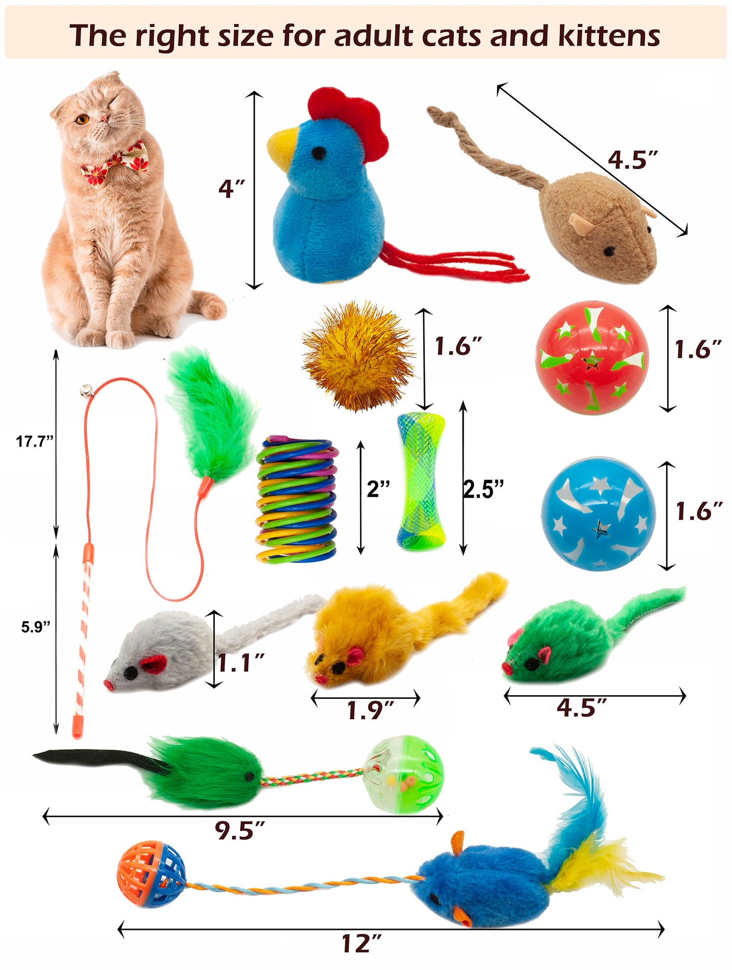 Fashion's Talk Cat Toys, Kitty Variety Pack for Kitten Cats, 20 Count Plush, Teaser & Ball Catnip Mice Cat Spring