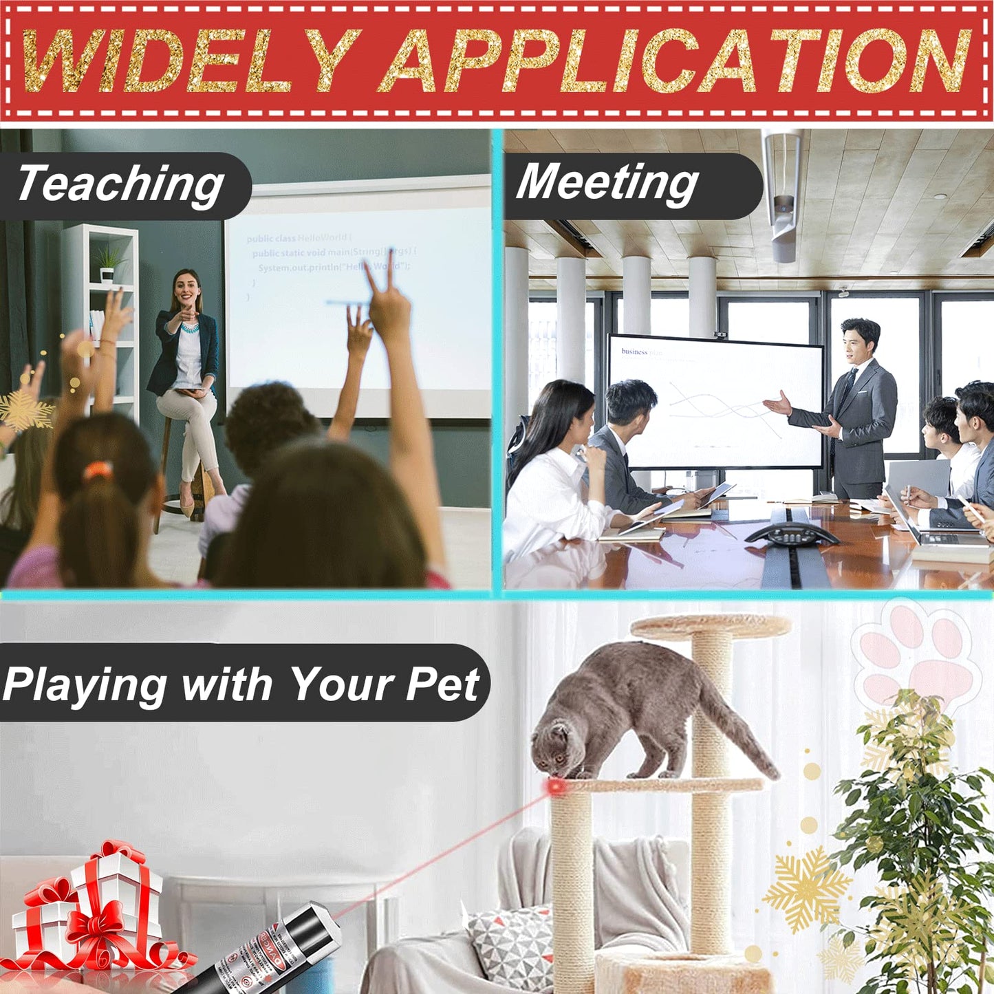 MEUSNO 3 Pack Cat Laser Pointer Toy, Red Green Purple Cat Laser Pointer for Cats Dogs Indoor Chaser Cats Dog Pet Laser Toy Laser Light Pointer, Small Laser Pet Toy Geese Deterrent