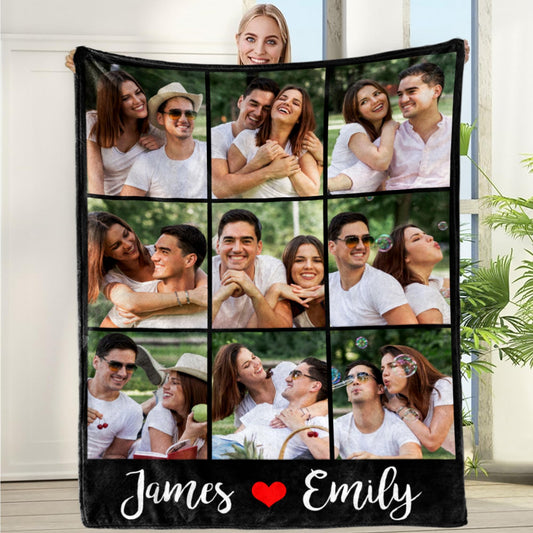 Custom Blanket with Picture, Personalized Throw Blanket, Customized Photo Blanket, Couple Gifts for Boyfriend Girlfriend, Personalized Gifts for Wife Husband, Birthday Valentines