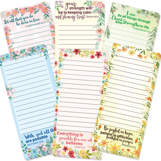 Fancy Land Religious Magnetic Notepads Floral to Do List for Fridge Christian Memo Pads 6 Pack