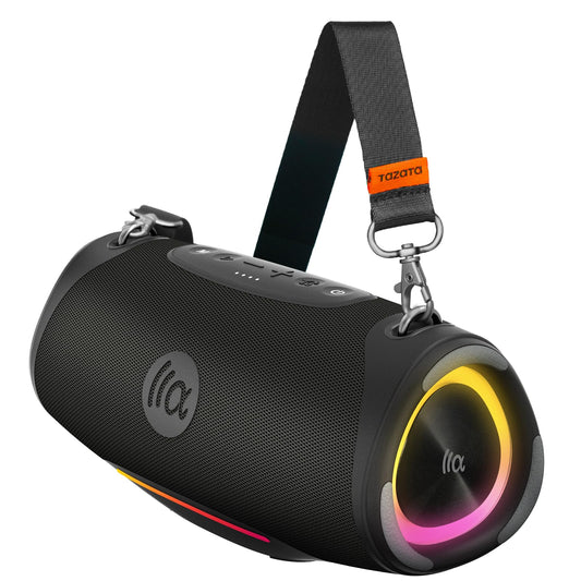 TAZATA Portable Bluetooth Speaker,IPX7 Waterproof 80W Loud Stereo Sound Wireless Outdoor Speaker for Pool,Shower,Camping Bike Use,8H Playtime