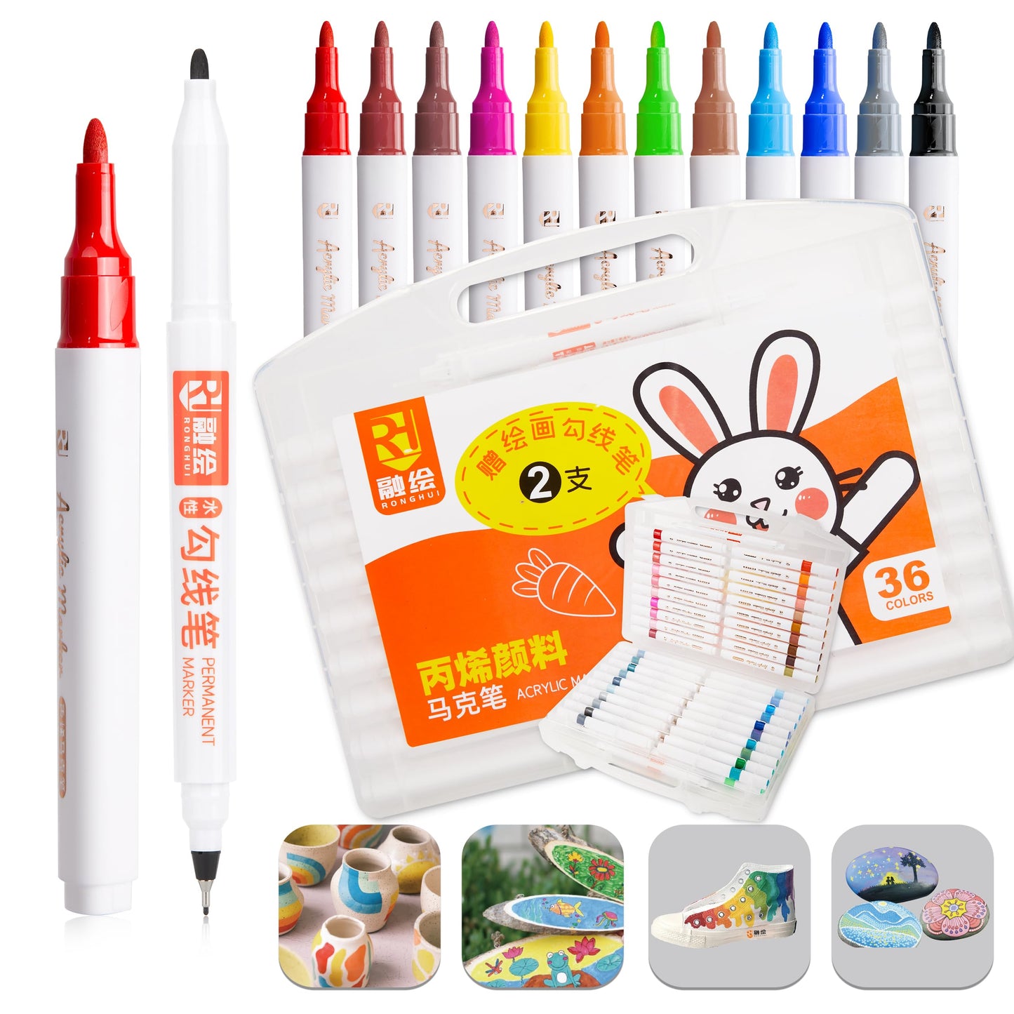 60 Colors Acrylic Paint Pens Markers, Premium Acrylic Paint Pens for Wood, Canvas, Stone, Rock Painting, Glass, Ceramic Surfaces, DIY Crafts Making Art School Supplies