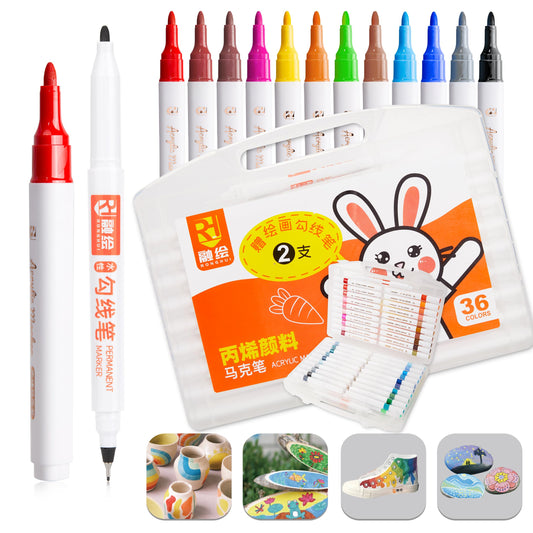 60 Colors Acrylic Paint Pens Markers, Premium Acrylic Paint Pens for Wood, Canvas, Stone, Rock Painting, Glass, Ceramic Surfaces, DIY Crafts Making Art School Supplies