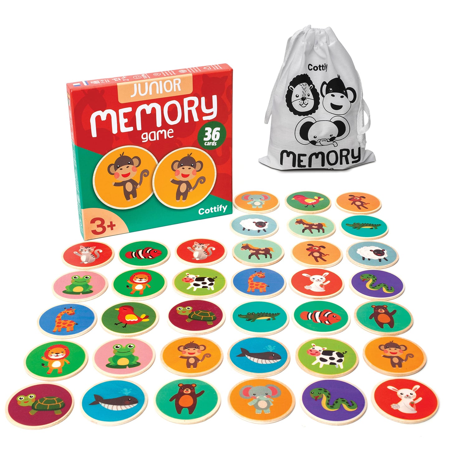 Montessori-Inspired Wooden Matching Game for Toddlers 2-4 Years - Things that Go - Durable, Scratch-Resistant 36 Card Set, Includes Carry Bag - Memory Game for Toddlers 2-4 Years - Means of Transport