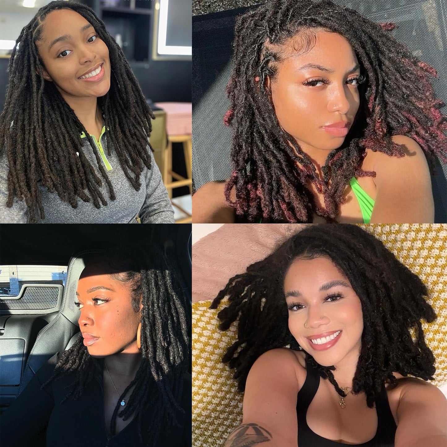 Locs Extension Human Hair 14 Iches 60 Str Dreadlock Extension 100% FUll Handmade Human Hair Locs for Woman/Man/Kids 0.6cm Dread Extension Can be Curly and Dyed