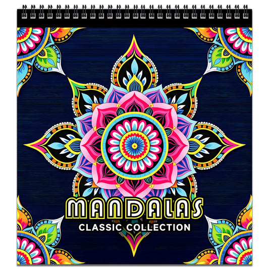 FUN LAVIE Mandala Coloring Book for Adults Relaxation and Teens Stress Relief, Spiral Coloring Book for Women, Spiral Bound Mindfulness Stress-Free Patterns for Adult, Large Print Coloring for Men