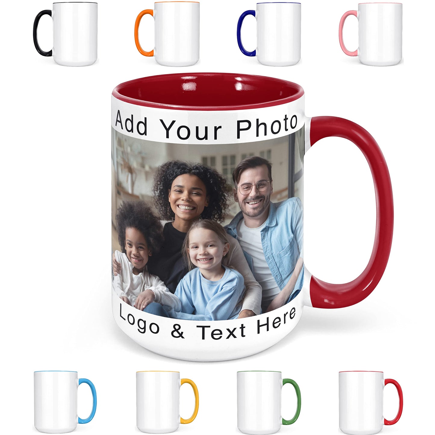 Custom Photo Coffee Mugs, 11 Oz or 15 oz, Personalized Mugs with Picture, Text, Name - Photo GIfts, Custom Mugs with Pictures, Taza Personalizadas
