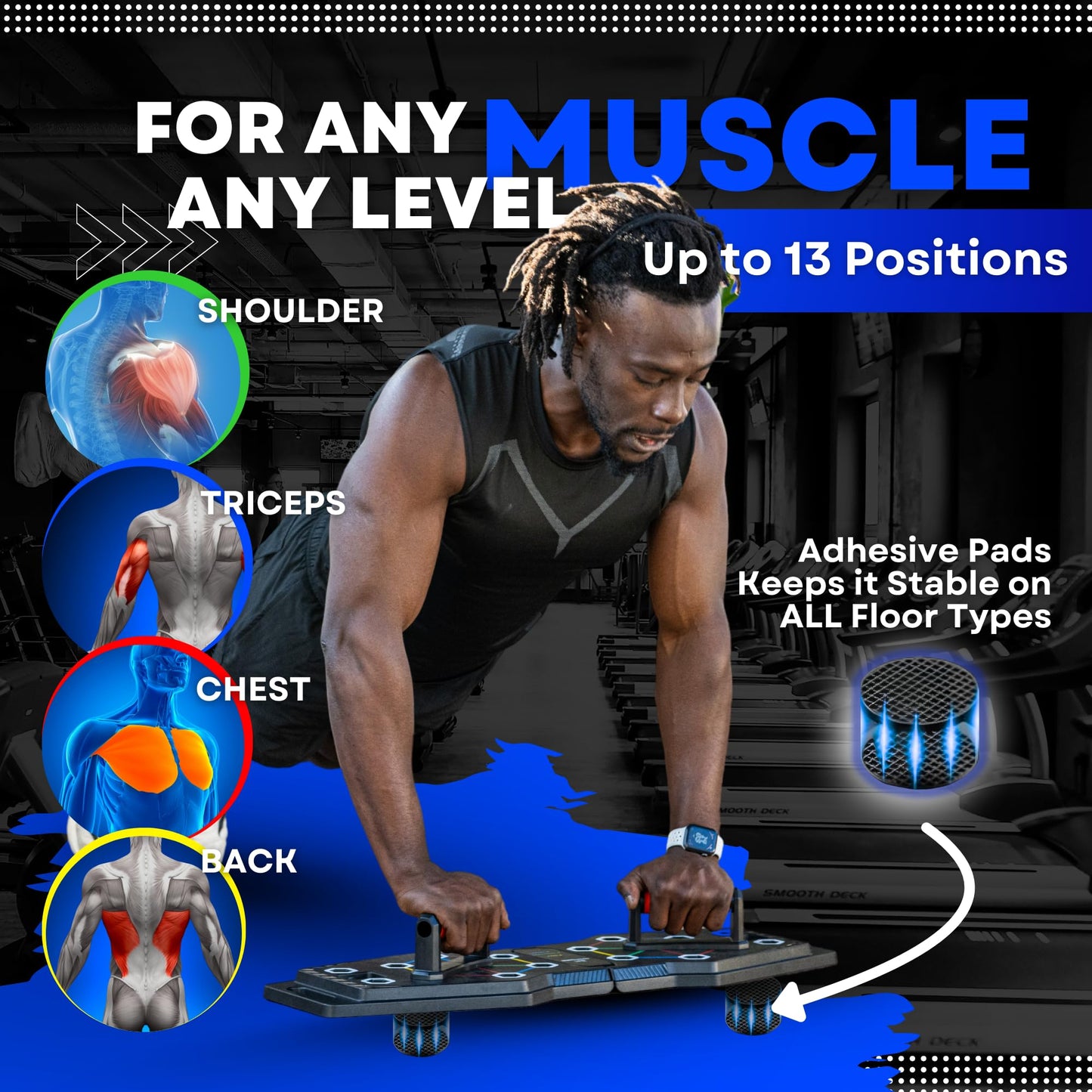 Push Up Board for Full Body Workout - Versatile Home Workout Equipment with QR Code Guided Workouts, Sweat Resistant Handles, Resistance Bands, Perfect for Beginners to Pros - L&C Exercise Essentials