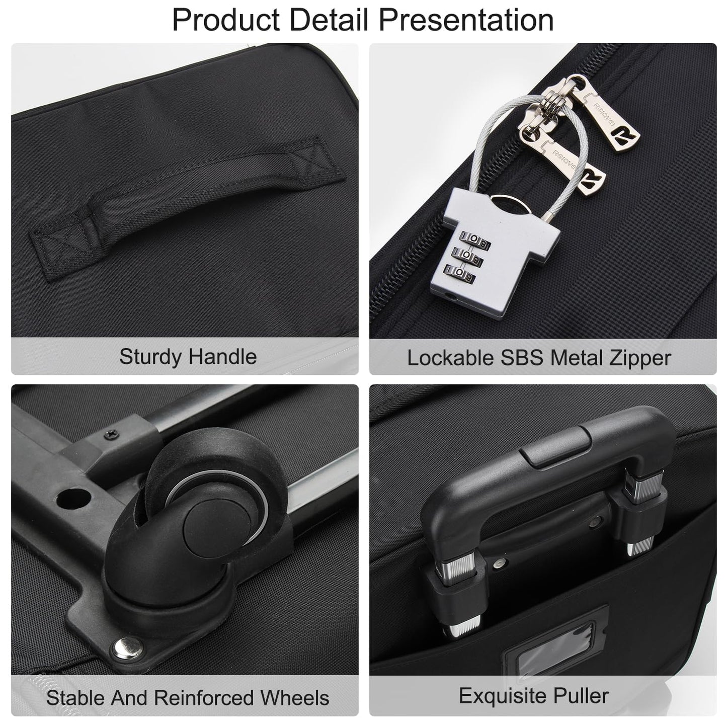 Relavel Rolling Makeup Case Professional Makeup Train Case Makeup Artist Travel Organizer 5 in 1 with Detachable Cosmetic Case and Dual Makeup Brush Case and Wheels (Black, 4-Pack)