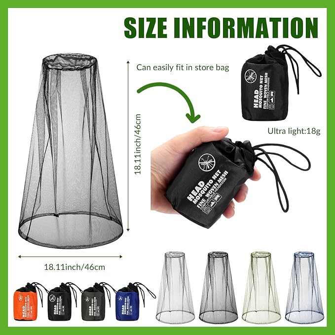 Hestya 4 Pack Mosquito Face Mesh Net Protecting Net for Outdoor Hiking Camping Climbing Mosquito Fly Insects Preventing (Stylish Colors)