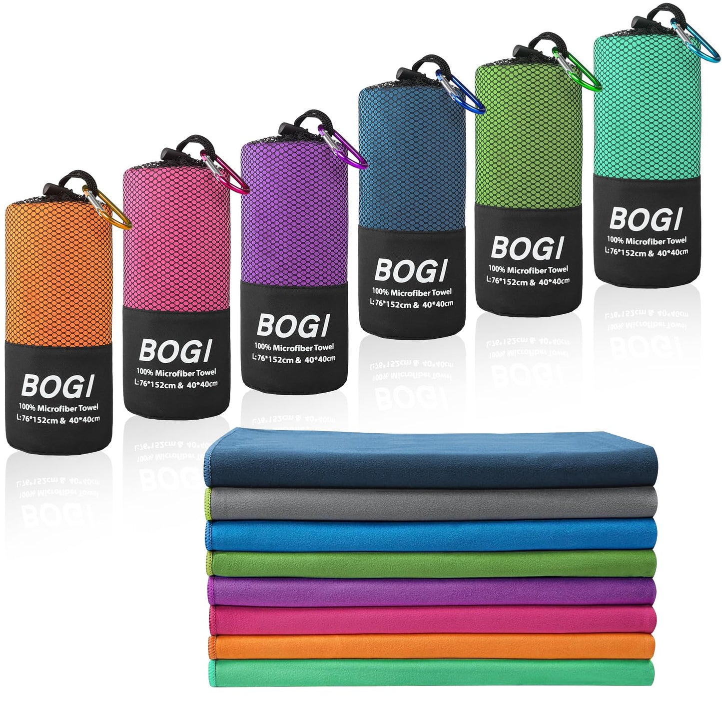 BOGI 4 Pack Microfiber Travel Sports Towel-Quick Dry Towel, Soft Lightweight Microfiber Camping Towel Absorbent Compact Travel Towel for Camping Gym Beach Bath Yoga Swimming Backpacking-4 pcs Medium