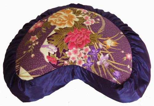 Boon Decor Meditation Cushion Crescent Zafu - Japanese Silk Print - Limited Edition