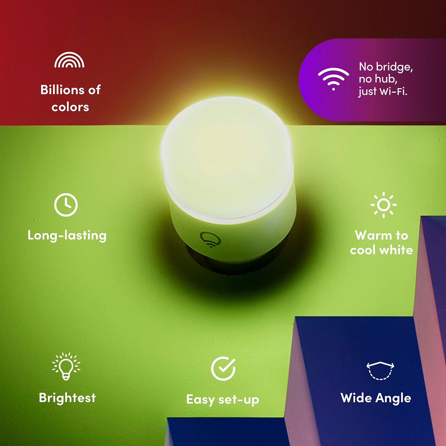LIFX color, A19 1100 lumens, Wi-Fi Smart LED Light Bulb, Billions of colors and Whites, No bridge required, Works with Alexa, Hey Google, HomeKit and Siri multicolor (Pack of 2)