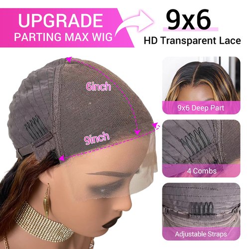 BAIICS Honey Brown Lace Front Wigs Human Hair Pre Plucked with Natural Hairline 9x6 Glueless Wigs Human Hair 1B/30 Highlight body wave lace front wigs human hair 30 Inch…