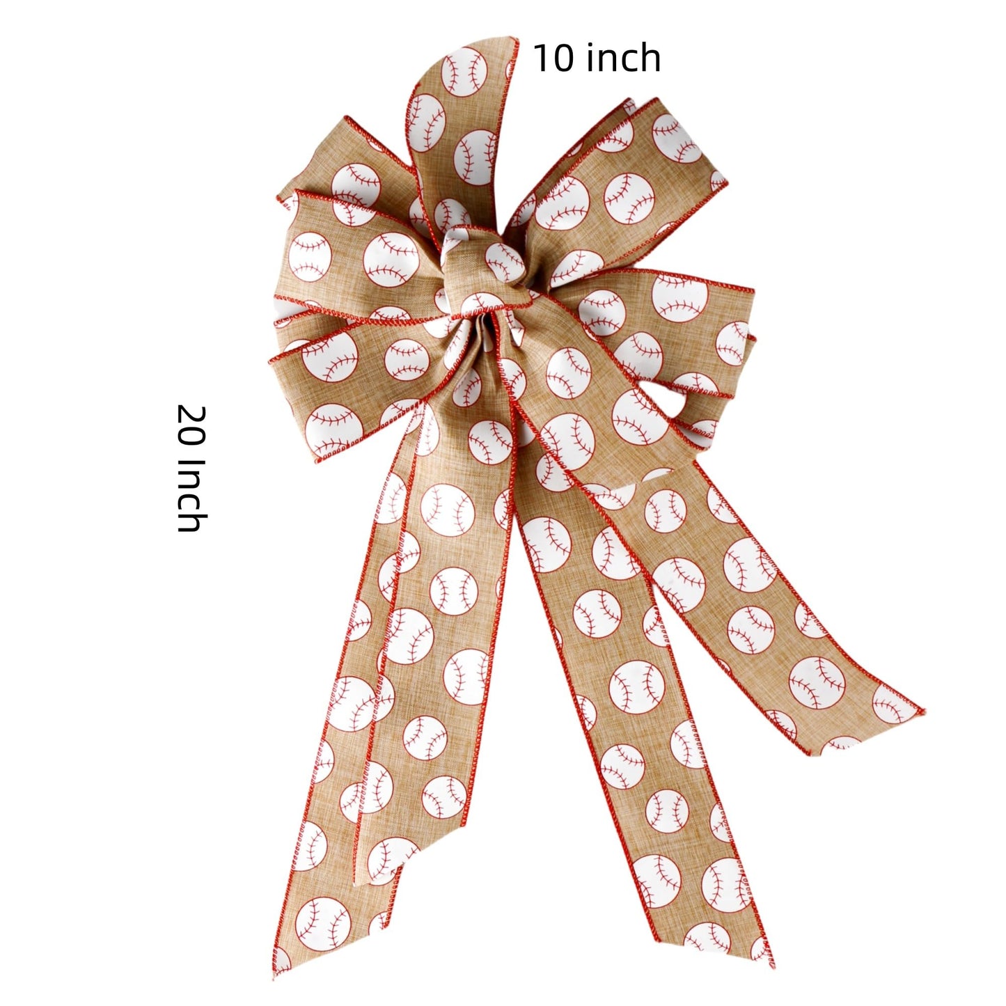Meseey Large Baseball Wreath Bows 10 x 20 Inch Red White Ball Bows for Wreath Sports Team Party DIY Craft Wreath Bow Decor(10 X 20 inch Bow)