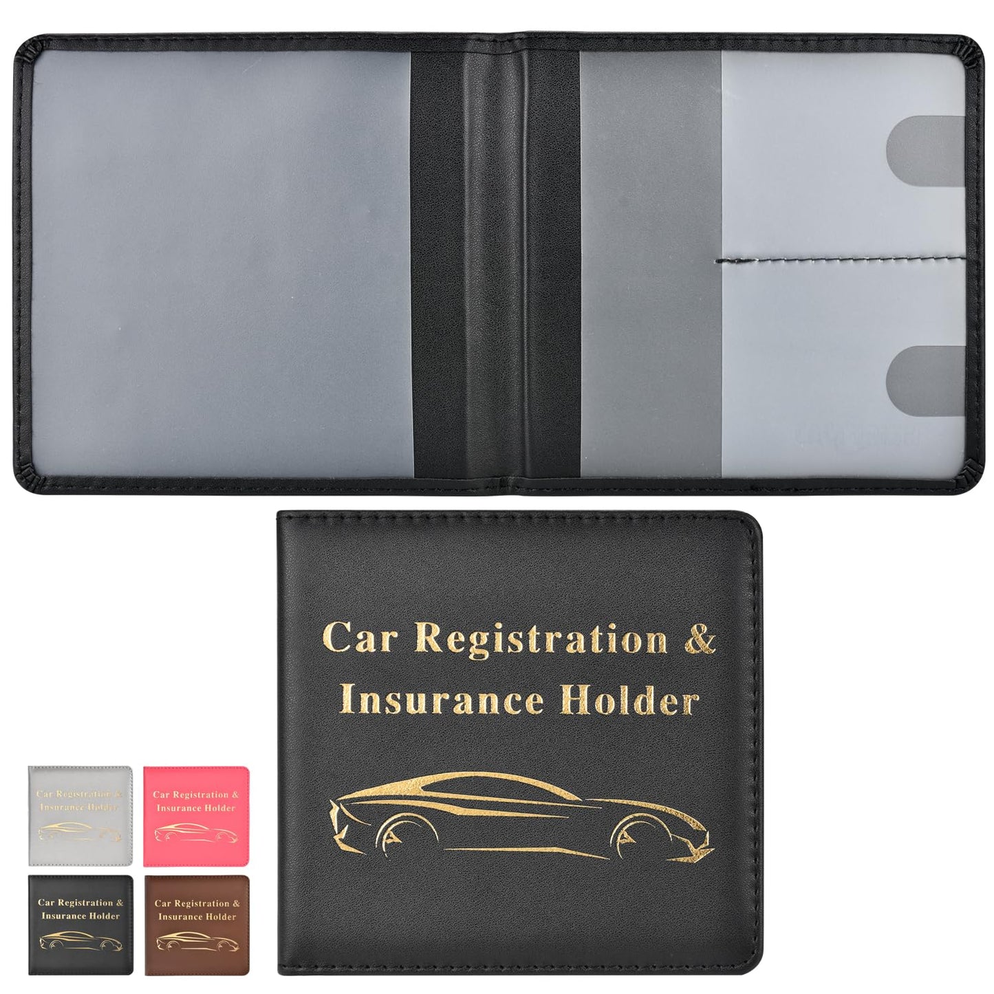 Cacturism Car Registration and Insurance Holder, Car Accessories Vehicle Glove Box Car Organizer Women Car Accessories with Magnetic Shut for Cards, Essential Document, Driver License, Pink