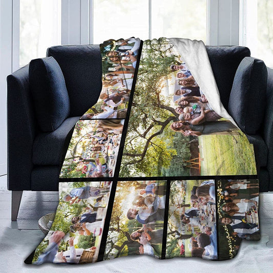 Custom Blanket with Photo Text Personalized Bedding Throw Blankets Customized Flannel Fleece Blankets for Family Birthday Wedding Gift Fits Couch Sofa Bedroom Living Room (1 Photos, 40"x50")