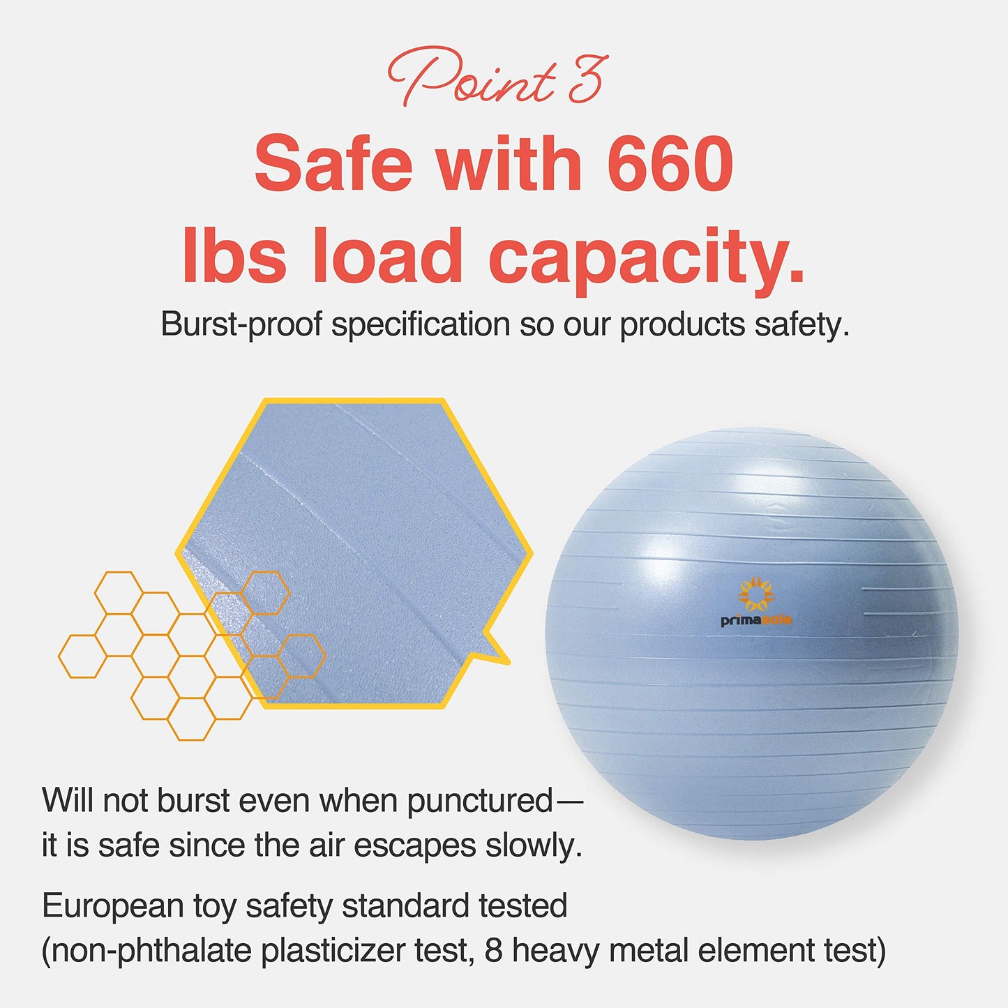 primasole Exercise Ball for Balance Stability Fitness Workout Yoga Pilates at Home Office & Gym 75cm Pale Gray