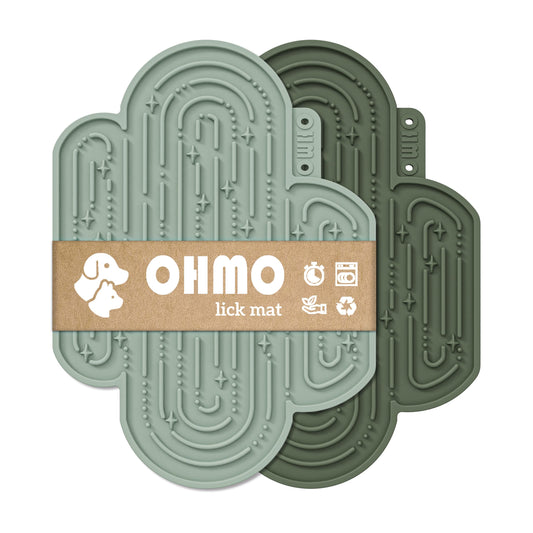 OHMO-Cactus Lick Mat for Dogs and Cats(2 Pack) Easy to Clean Pet Slow Feeder with Suction Cups, Licking Pad for Anxiety Relief and Boredom Reduction(Cactus&Light Green)