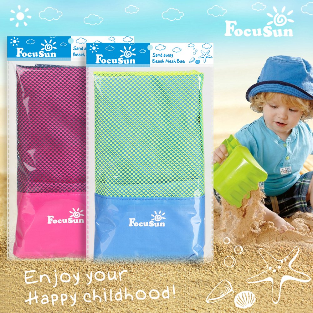 EocuSun Large Mesh Beach Bag Tote Durable Sand Away Drawstring Backpack Swim and Pool Toys Balls Storage Bags Packs, Stay Away From Sand and Water, Toy Not Included, Blue