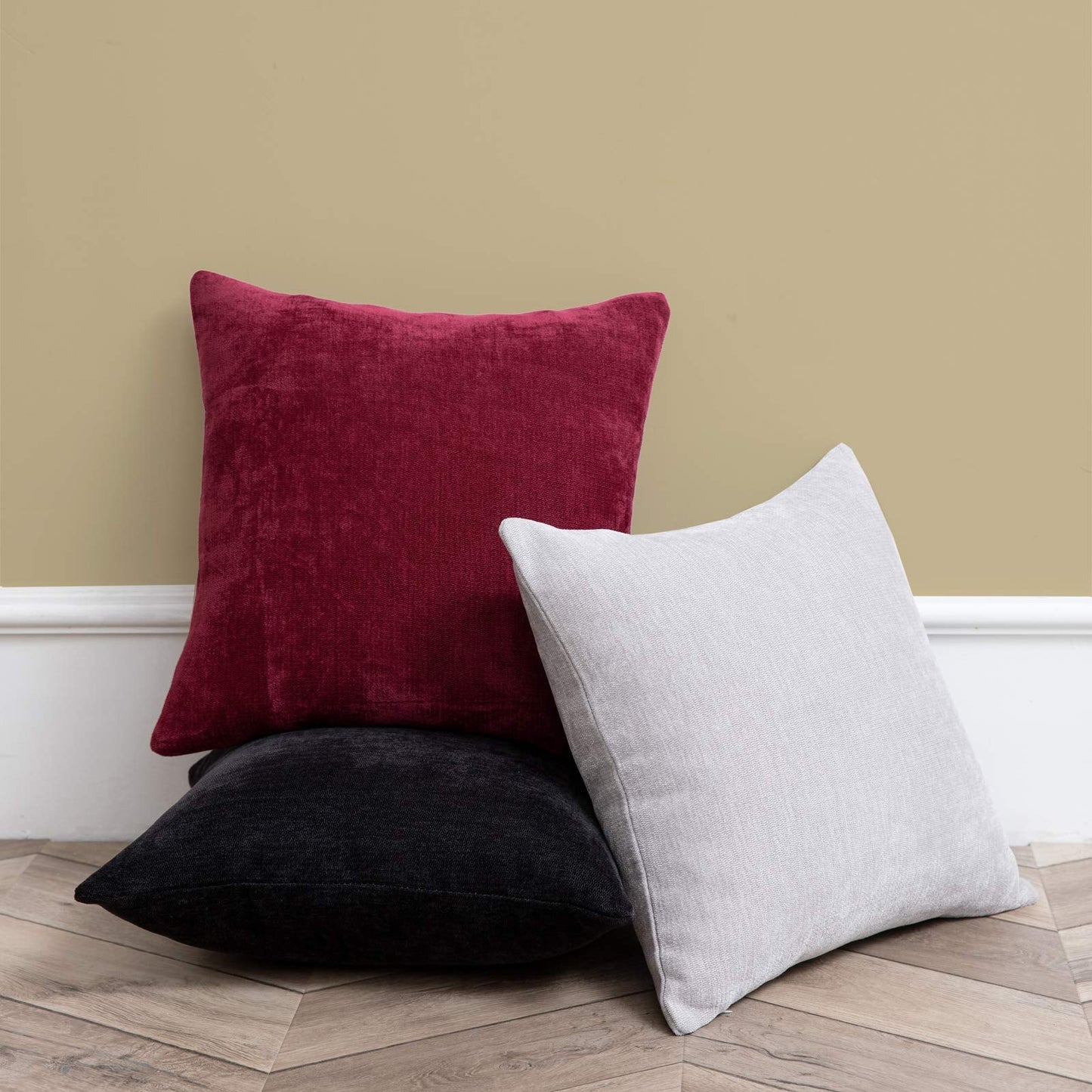 Anickal Valentines Marron Pillow Covers 18x18 Inch Set of 2 Solid Rustic Farmhouse Decorative Throw Pillow Covers Square Cushion Case for Home Sofa Couch Decoration