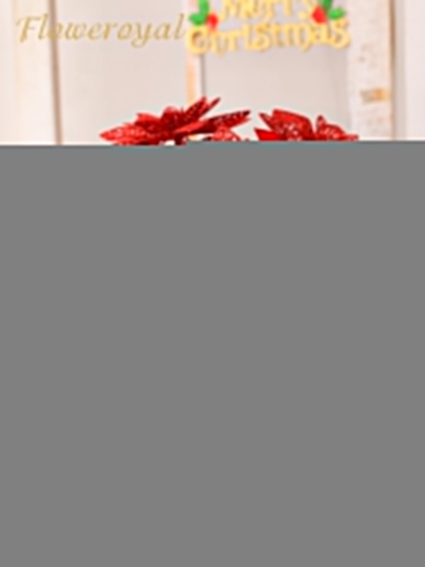 Floweroyal 30pcs Poinsettia Artificial Christmas Flowers Decorations with Clips and Berry Stems Glitter Ornaments for Christmas Tree Wreath Fireplace Stairs Decor (Red-3 Styles)