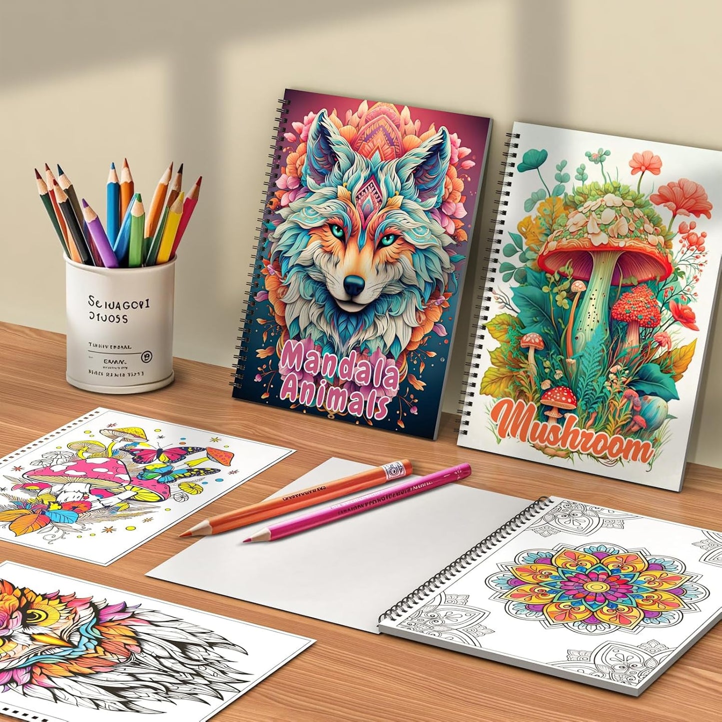 69 Calming Patterns Adult Coloring Books for Women Relaxation 3 Pack Large Print Mandala Animal Mushroom Spiral Bound Stress Relief Color Book for Adults and Teens to Relax and Relieve Anxiety
