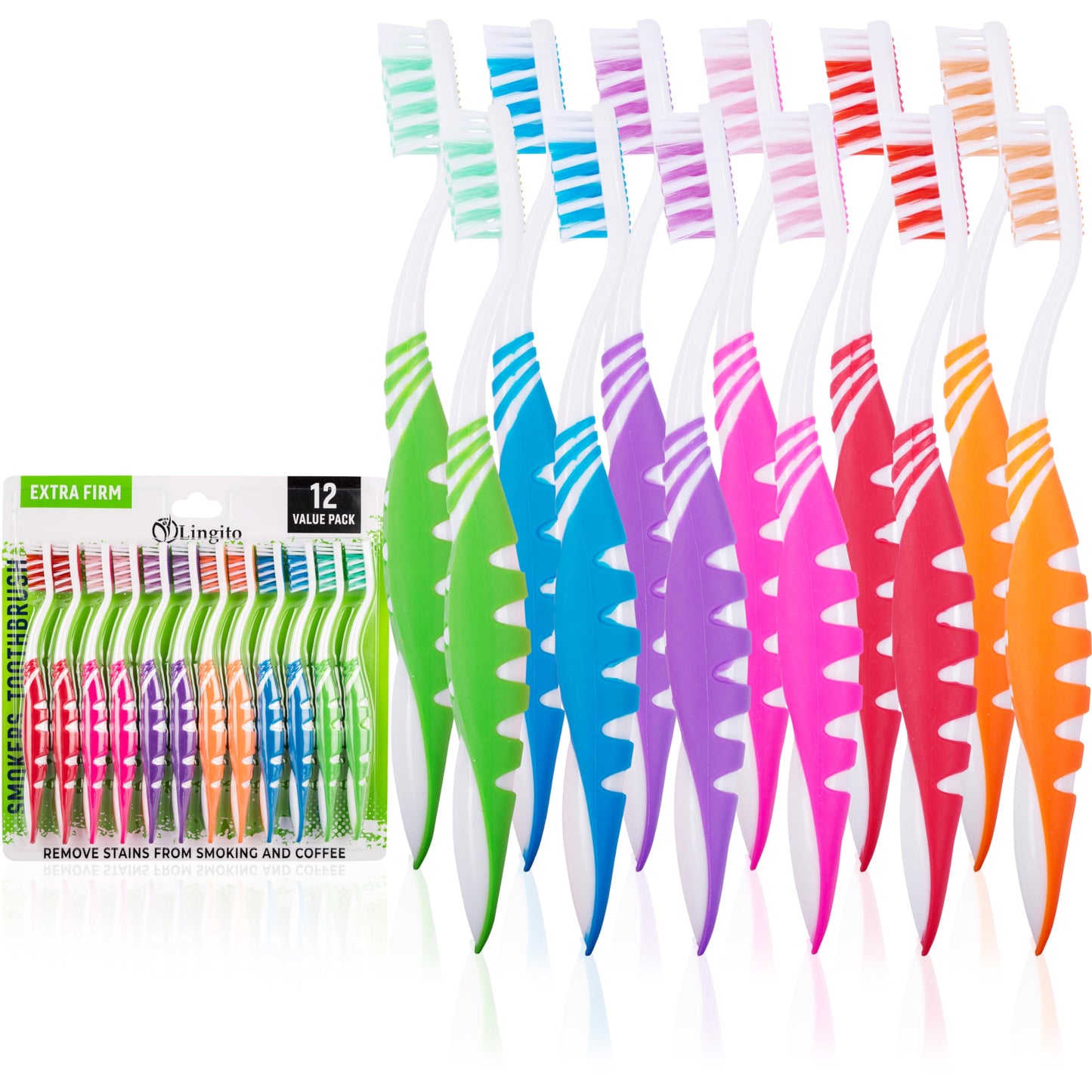 Extra Firm Toothbrush, Hard Bristle Toothbrush Set for Adults or Smokers Travel Kit, Multicolor Denture Brush, Large Head, Manual Travel Toothbrush Hard Bristles