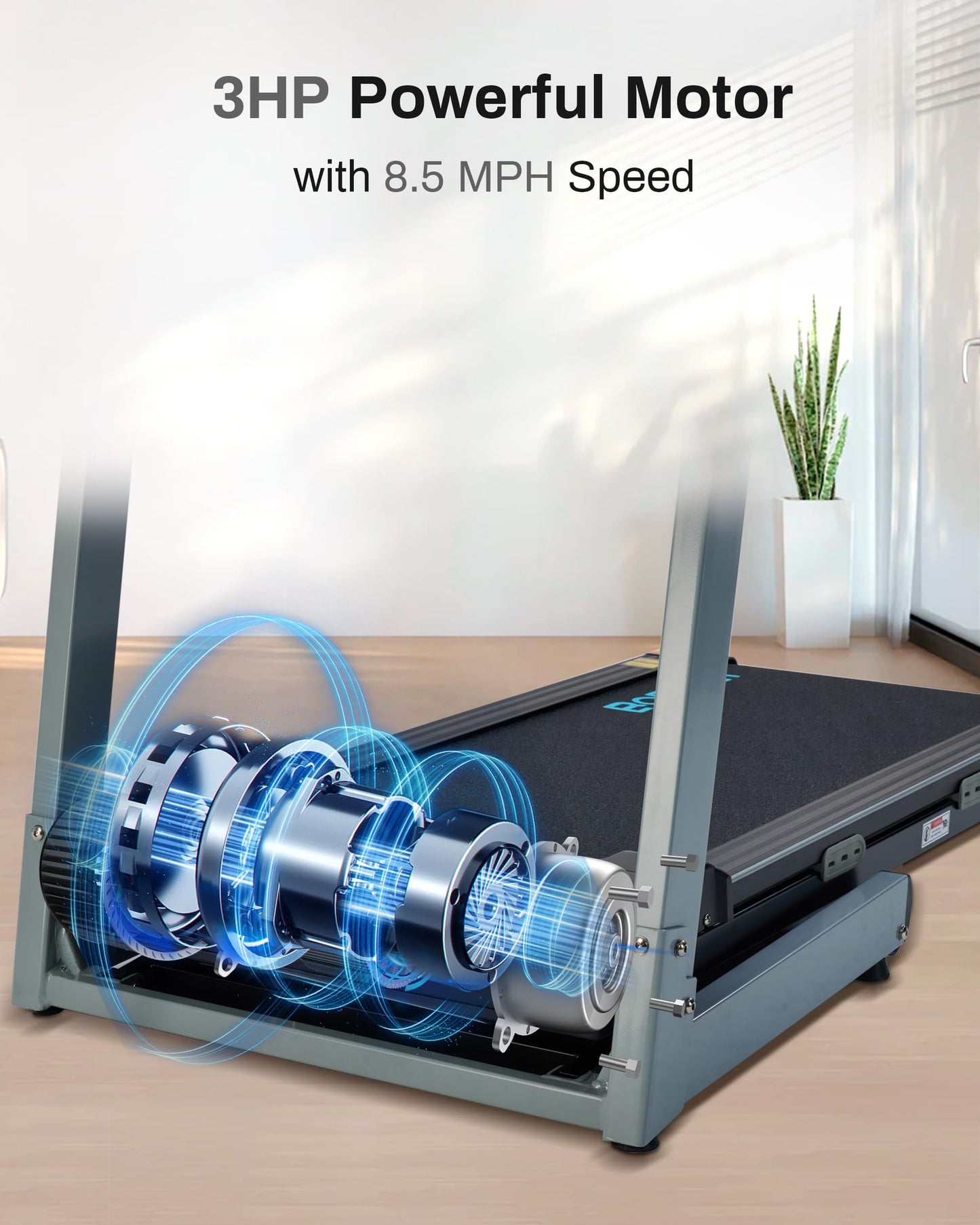 Treadmill with Auto Incline - 300 LBS Capacity Running Machine with 17.5 Wide Belt, 3HP Folding Electric Treadmills with Bluetooth Speaker for Home, Up to 8.5 MPH Speed, 15 Preset Programs