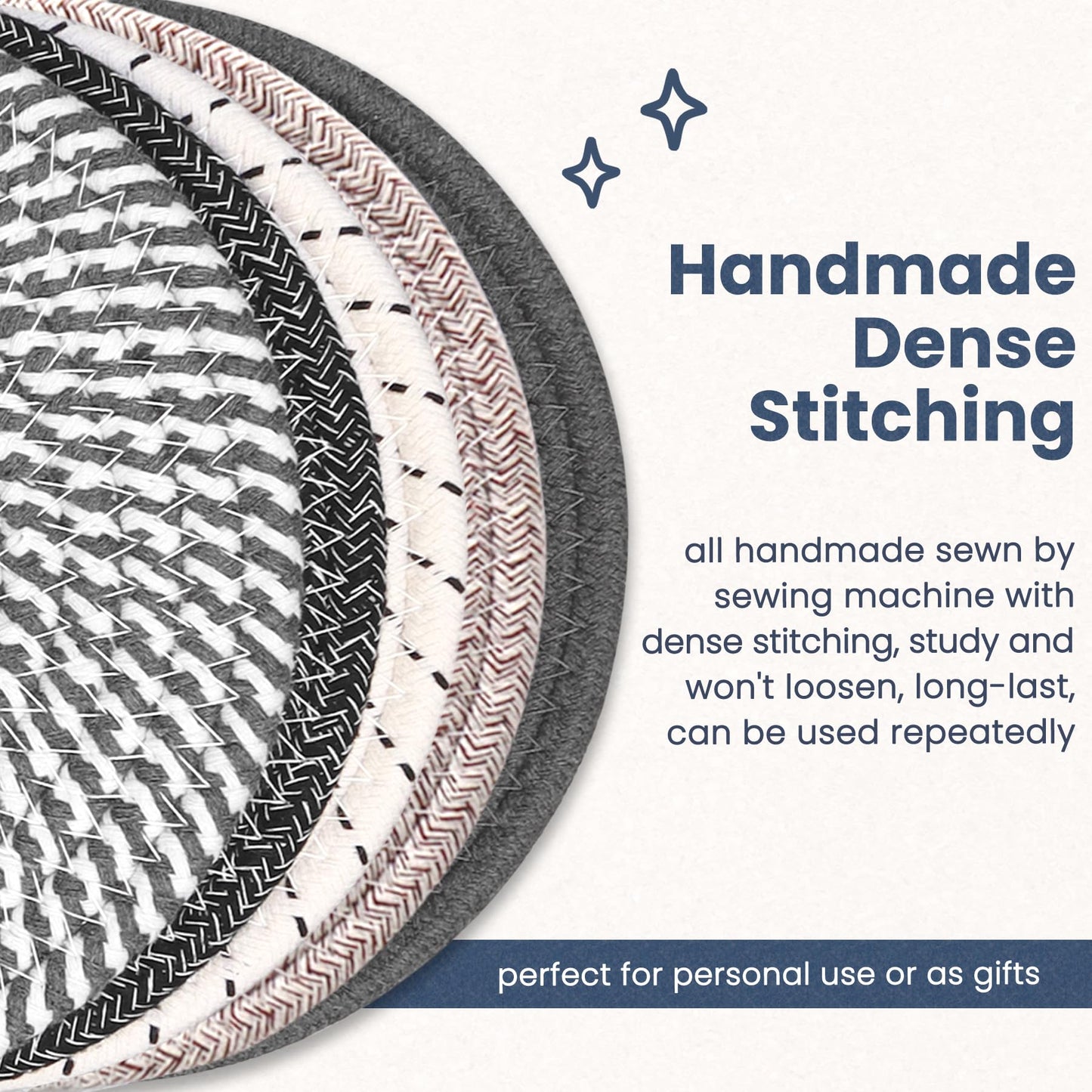 GravGrow Trivets for Hot Dishes, 8 Inch for Pots and Pans, Thicken Heat Resistant With Storage Basket, Pot Holders for Kitchen, Hot Pads Kitchen Essentials, 5 Pcs