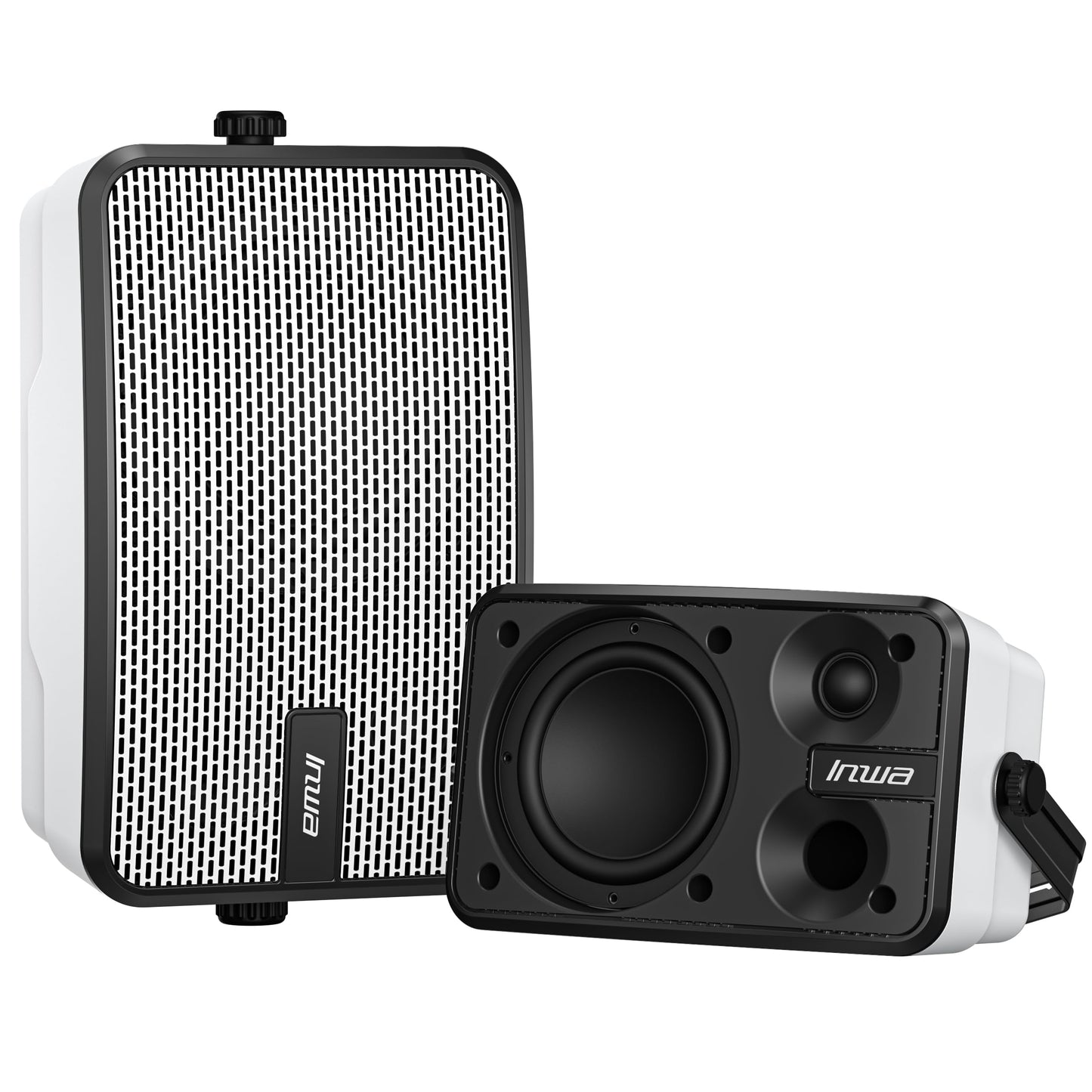 Inwa Outdoor Bluetooth Speakers, IPX5 Waterproof 400W Wall Mount Speaker, Powerful Indoor/Outdoor Sound System, Wireless Sync Up to 100 Speakers, Suitable for Patio/Porch/Gazebo/Garage(MZ-621, Pair)