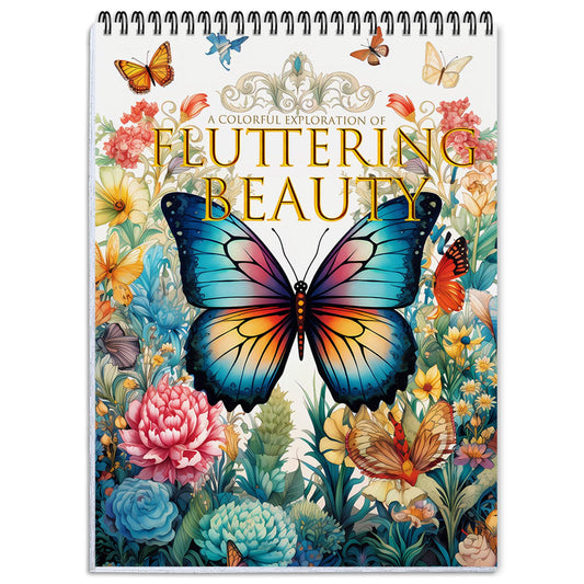 Coloring Book for Adults Relaxation, 24 Pages Adult Coloring Books for Women Stress Relief, Spiral Bound Coloring Books, Relaxing Gift for Women, Single-Sided Print Coloring Book of Fluttering Beauty