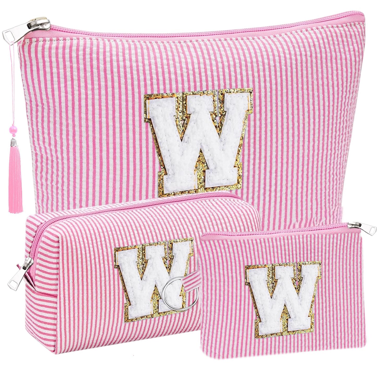 Initial Gifts Travel Cosmetic Makeup Pouch Bags Sets for Purse, 3pcs Stoney Clover Dupes Pouch Makeup Bag, Personalized Cosmetic Bags Set for Women, Make up Bag for Teen Girls 13 14 15 16 17 (M, Blue)