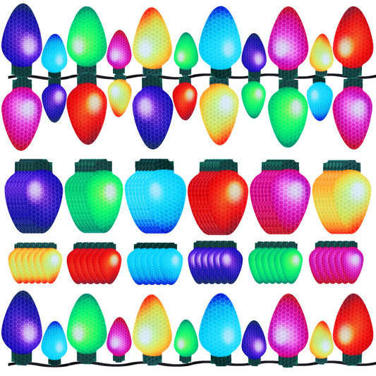 Outus 40 Pcs Christmas Car Magnets Decor Lights Car Refrigerator Stickers Reflective Bulb Lights Magnets Xmas Decor for Any Metal Surface (2.8 x 1.4 Inches and 5 x 2.7 Inches,Dark Color)