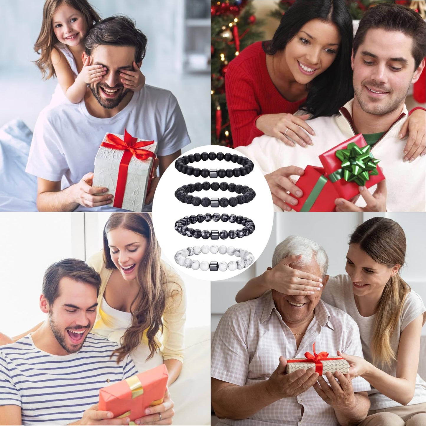 RANKEEF Mens Beaded Bracelets Set 9MM Tiger Eye Bracelet Men Lava Stone Bracelet Stretch Natural Stone Bead Bracelet Mens Bracelets Beads Beaded Bracelets for Men