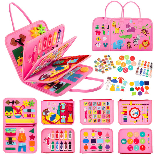 Vlllik Busy Board Montessori Toys for 1-6 Year Old Toddler, Birthday Gift for Boys Girls, Busy Book for Plane Car Travel, Preschool Learning Activities Educational Toy for Learning Fine Motor Skills