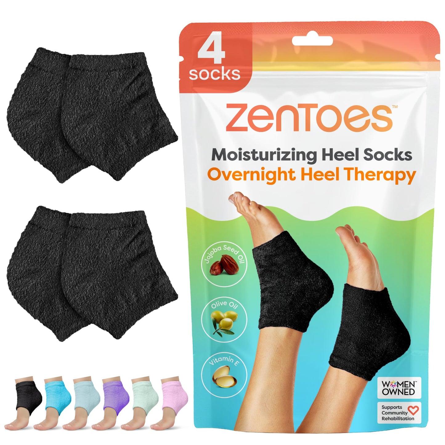 ZenToes Moisturizing Socks for Cracked Heel Treatment - Vitamin E, Olive Oil and Jojoba Oil Infused Heel Socks to Soften and Hydrate (Fuzzy Blue, Regular)