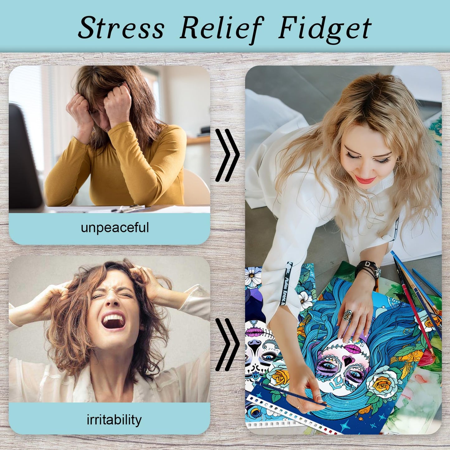 Sugar Skull Coloring Book for Adult Women Relaxation, Spiral Bound, Printed Single-Sided, Adult Coloring Book for Women with 24 Pages Arts and Crafts Sugar Skull Mindfulness Gift