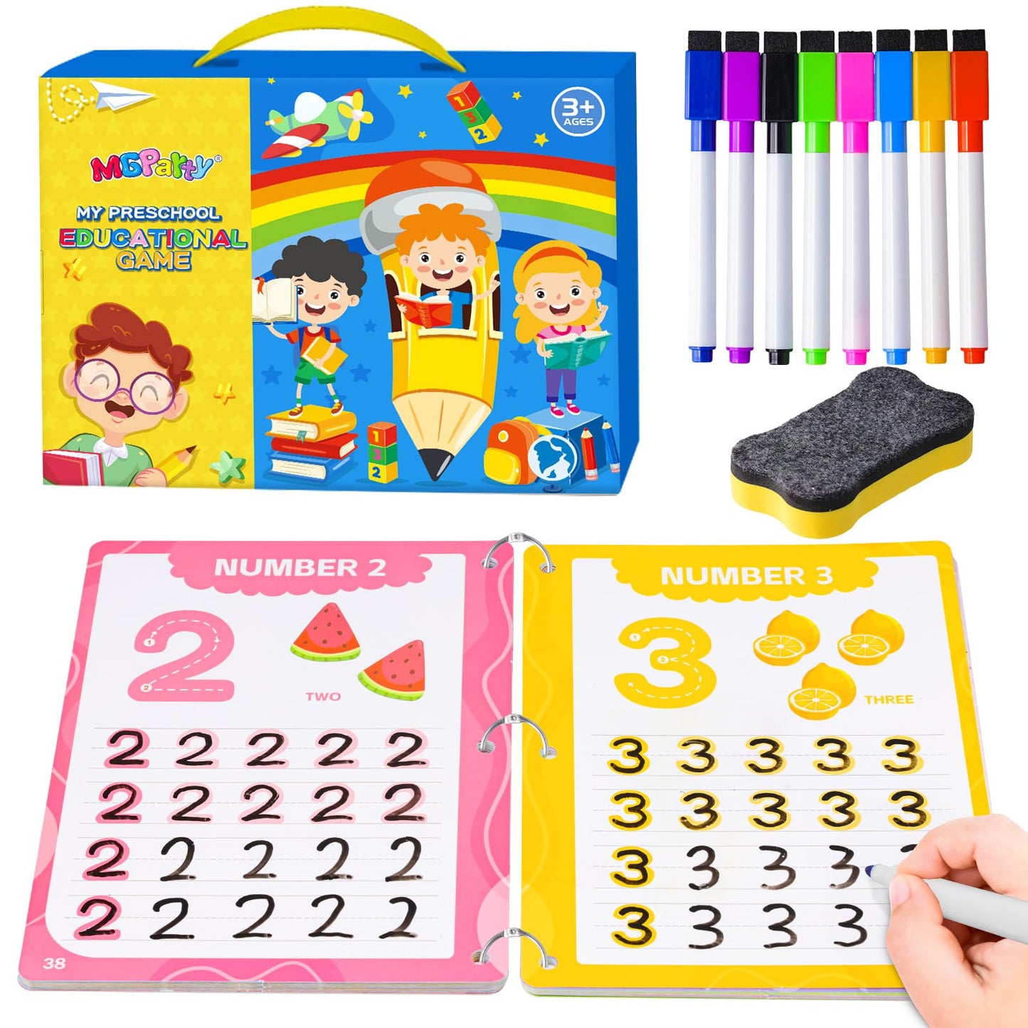 Preschool Learning Activities, 62 Pages Educational Workbook for Kids, Handwriting Practice, Montessori Toys, Autism Materials, Alphabet Learning, Kindergarten Game with Toys for Toddlers Kids 3-8