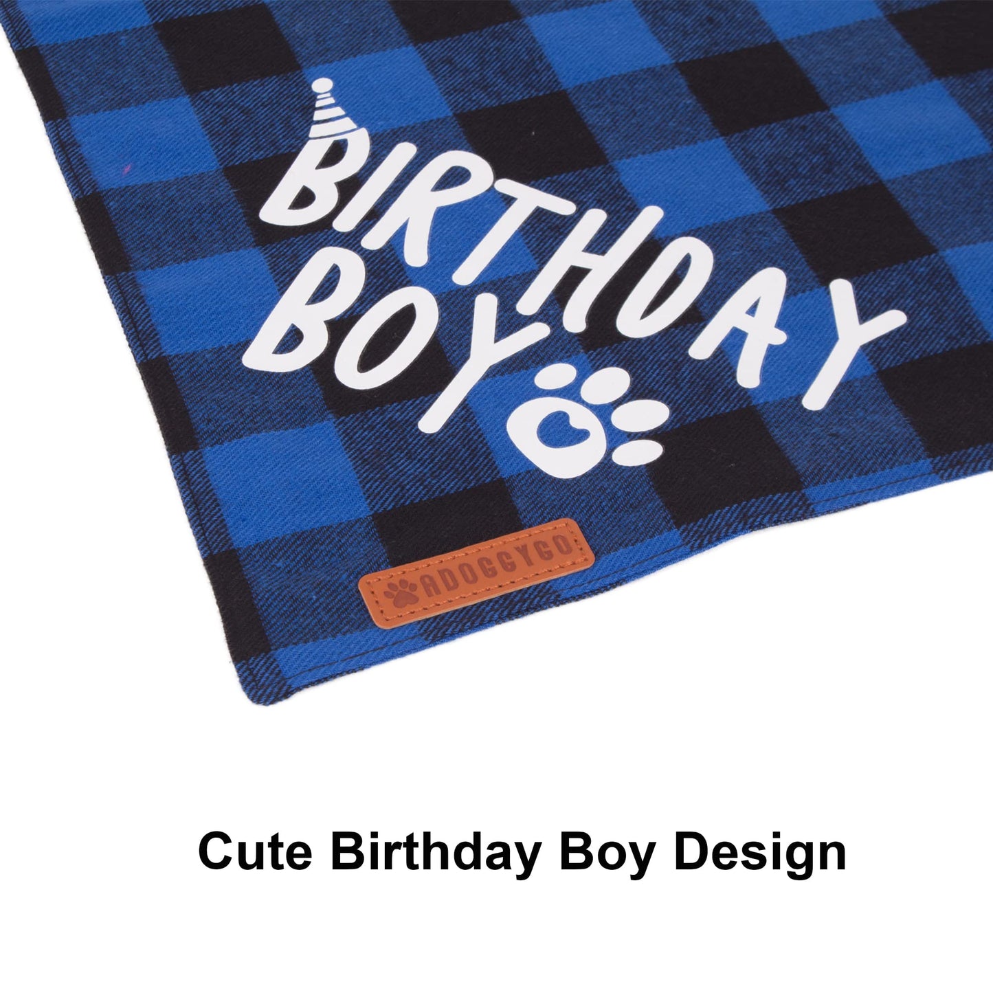 ADOGGYGO Dog Birthday Party Supplies, Multi Size Offered, Blue Dog Birthday Hat Bandana Numbers Bow Set for Large X-Large Dogs Pets (X-Large)