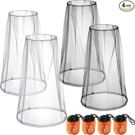 Hestya 4 Pack Mosquito Face Mesh Net Protecting Net for Outdoor Hiking Camping Climbing Mosquito Fly Insects Preventing (Black, Gray)