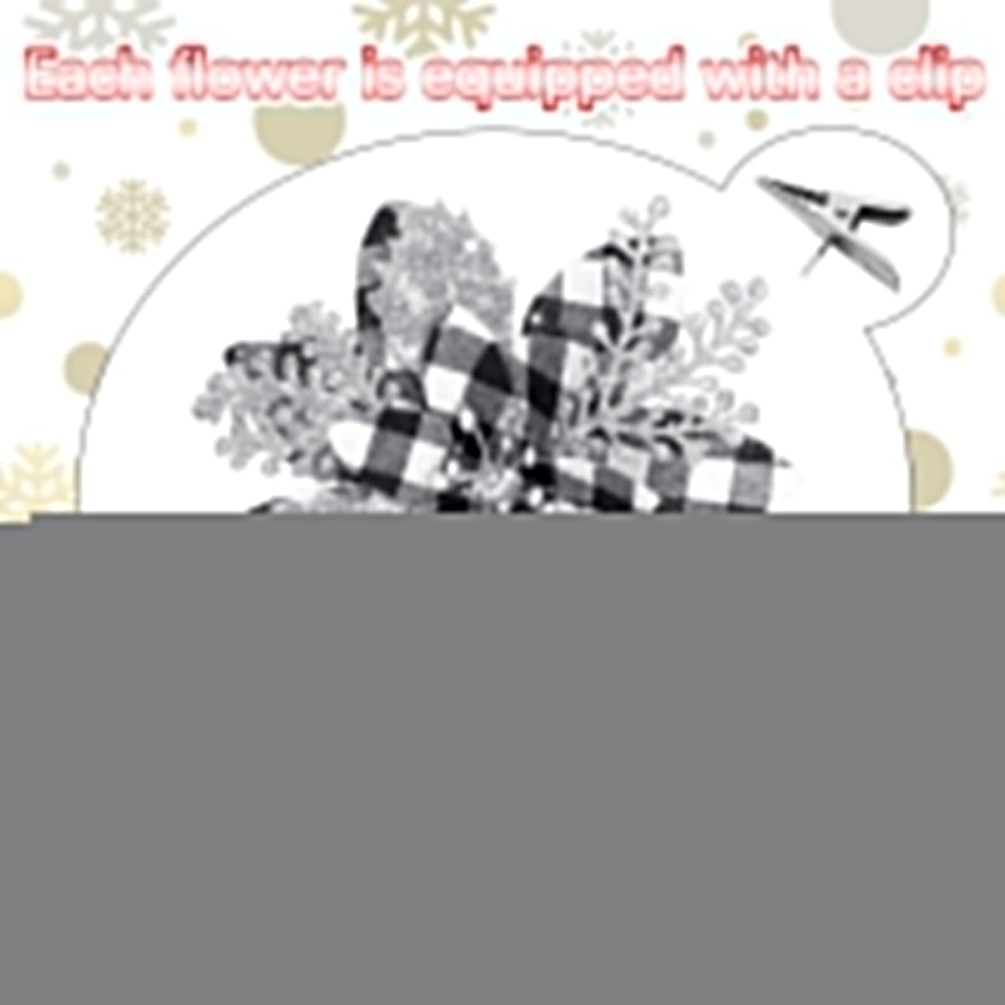 Canlierr 5.7 Inch Artificial Poinsettias Christmas Glitter Flowers with Clips Xmas Tree Flower Ornament Poinsettias Decor (Black and White Buffalo with Silver Petals,24 Pieces)